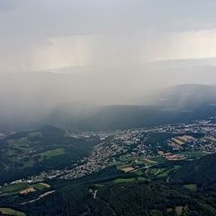 Flugwegposition um 15:28:41: Aufgenommen in der Nähe von Gemeinde Raach am Hochgebirge, 2640, Österreich in 1464 Meter