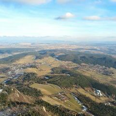 Flugwegposition um 13:05:17: Aufgenommen in der Nähe von Gemeinde Hohe Wand, Österreich in 1180 Meter