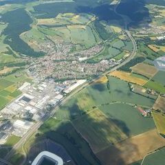 Flugwegposition um 13:08:58: Aufgenommen in der Nähe von Rhein-Neckar-Kreis, Deutschland in 1250 Meter