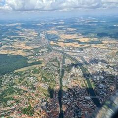 Flugwegposition um 09:52:35: Aufgenommen in der Nähe von Kreisfreie Stadt Bamberg, Deutschland in 1435 Meter